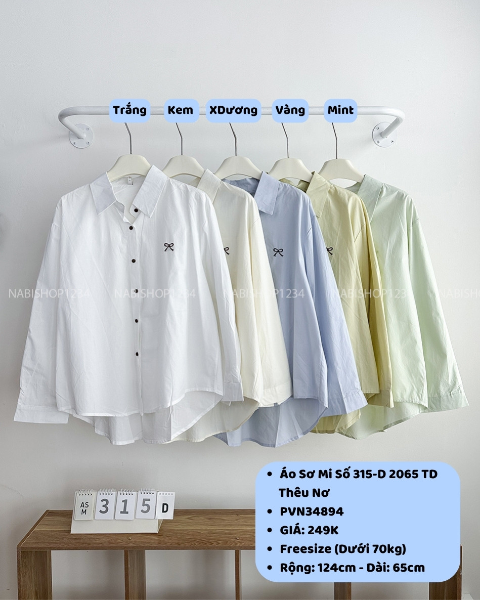 Áo Sơ Mi Số 315-D 2065 TD Thêu Nơ