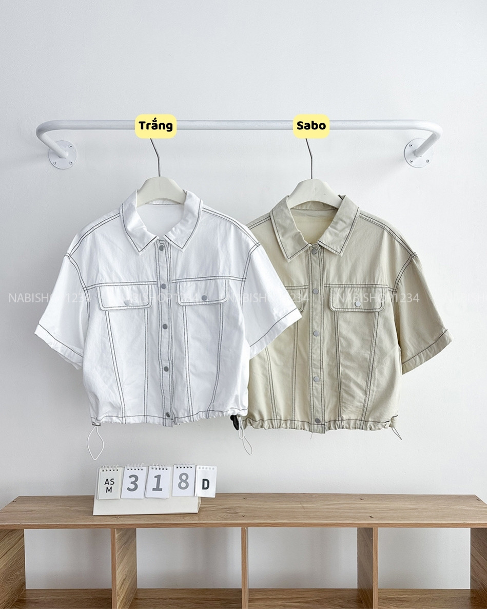 Áo Sơ Mi Số 318-D 961 TN Nút Bấm Lai Rút