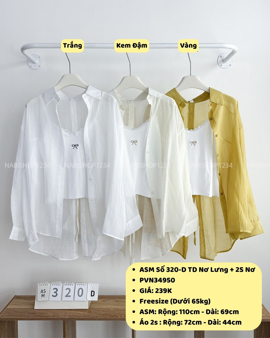 Áo Sơ Mi Số 320-D TD Tơ Nơ Lưng + 2S Nơ