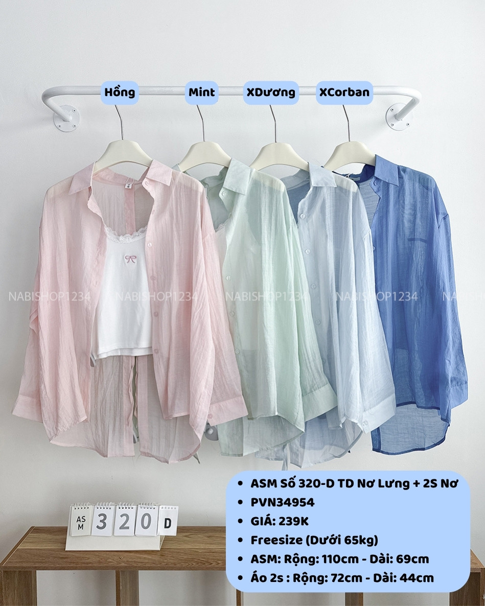 Áo Sơ Mi Số 320-D TD Tơ Nơ Lưng + 2S Nơ