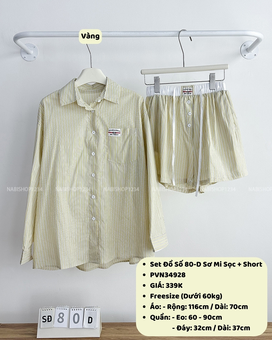 Set Đồ Số 80-D Sơ Mi Sọc + Short