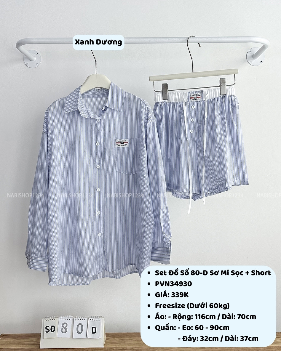 Set Đồ Số 80-D Sơ Mi Sọc + Short
