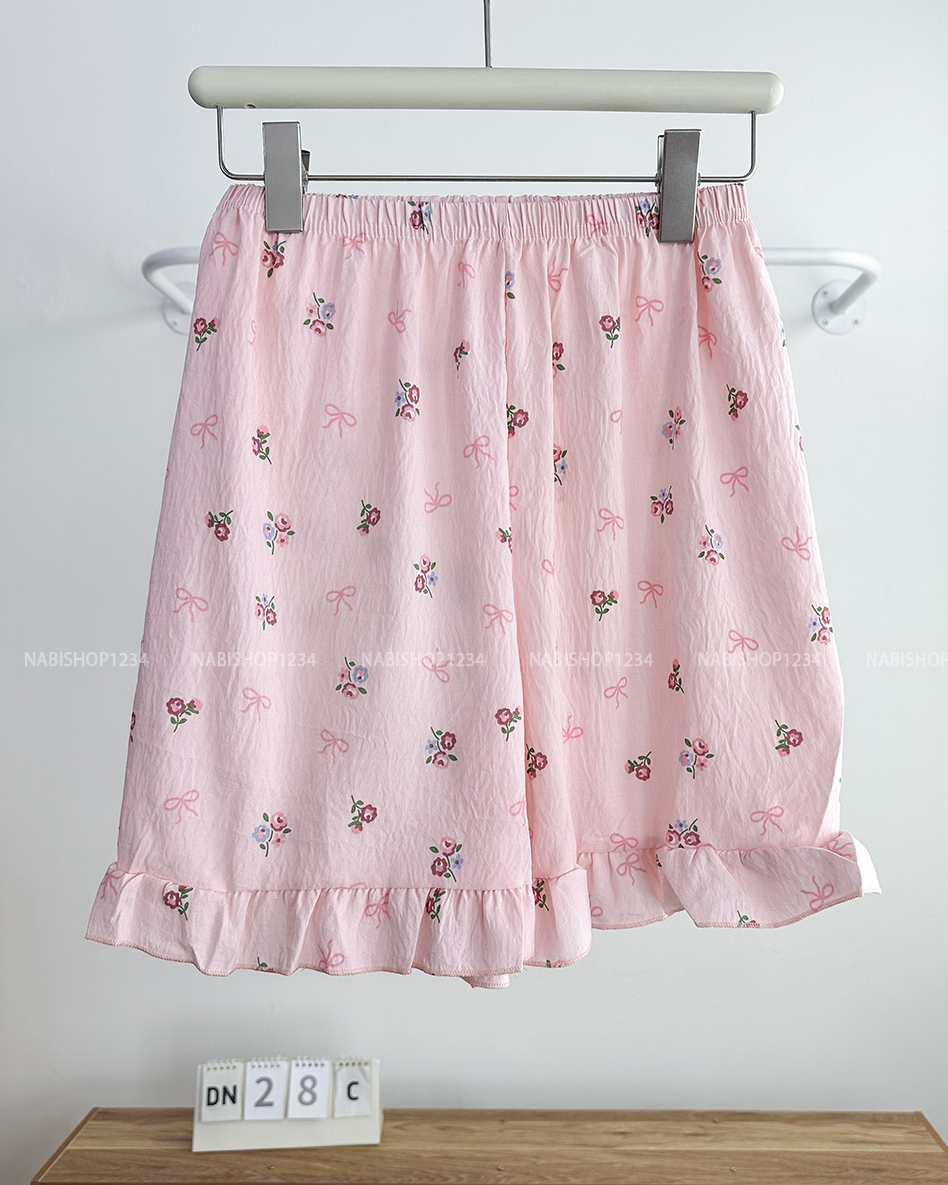 Đồ Ngủ Số 28-C Cổ Ren Thêu Thỏ 3 Món