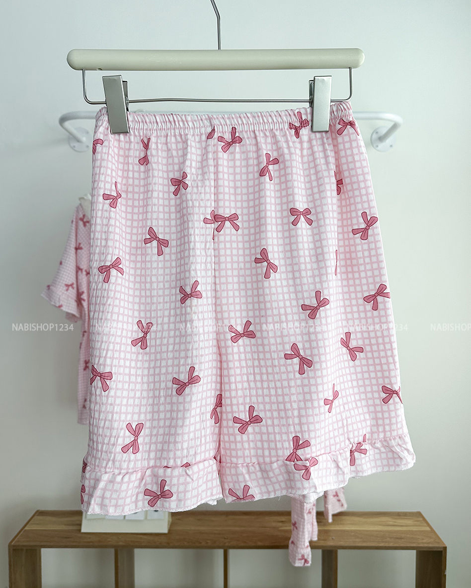 Đồ Ngủ Số 30-C Cổ Ren Caro 3 Món