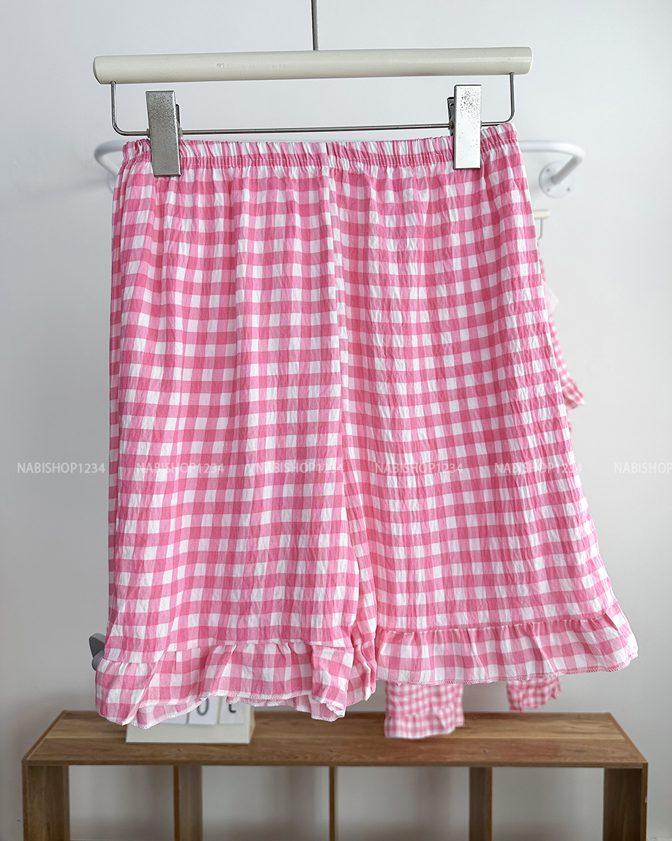 Đồ Ngủ Số 30-C Cổ Ren Caro 3 Món