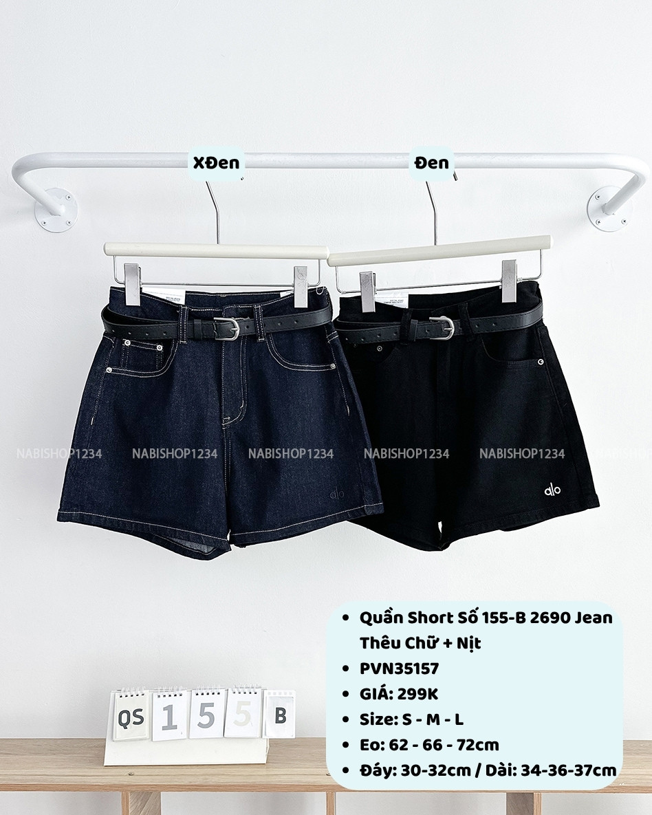 Quần Short Số 155-B 2690 Jean Thêu Chữ + Nịt
