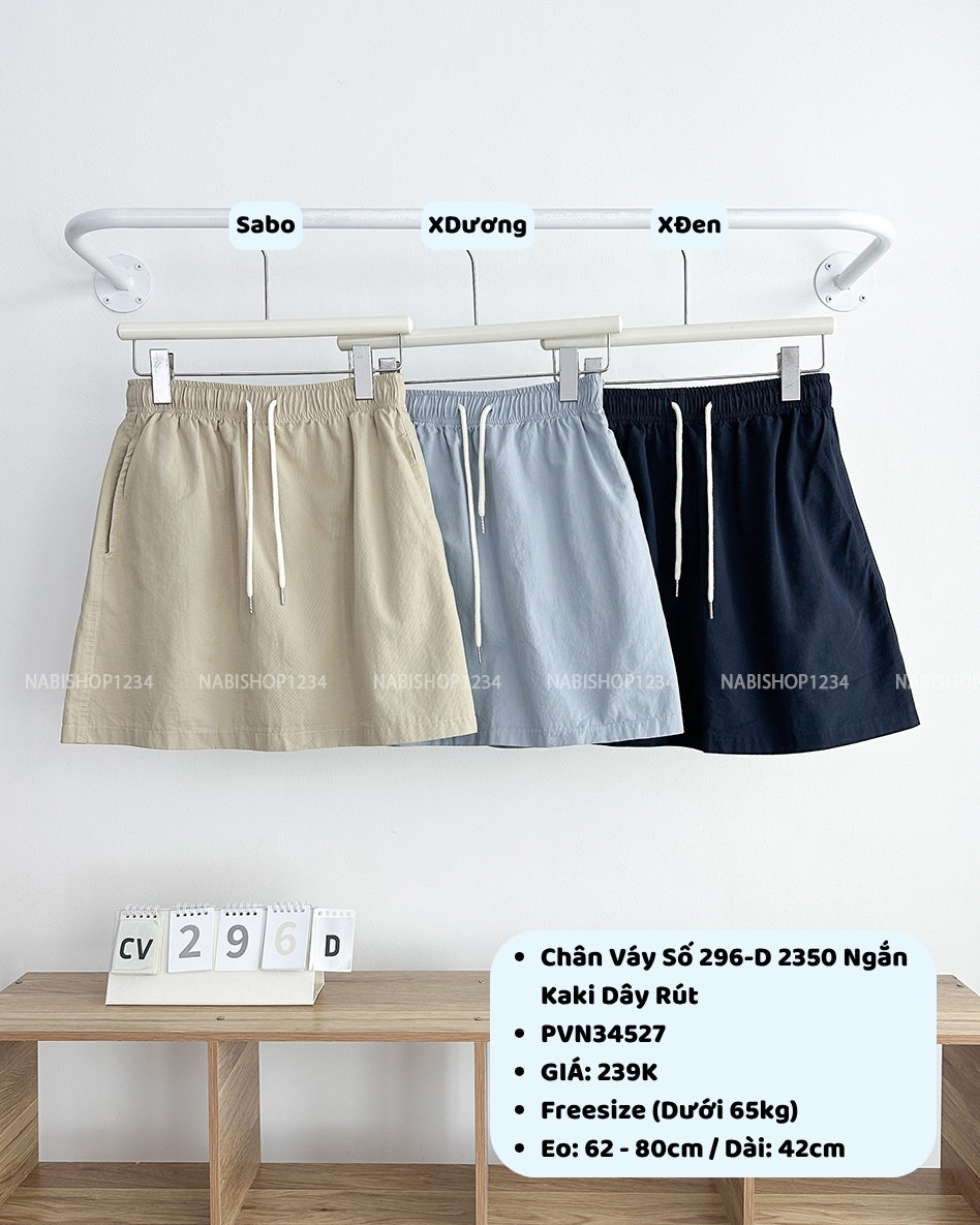 Chân Váy Số 296-D 2350 Ngắn Kaki Dây Rút