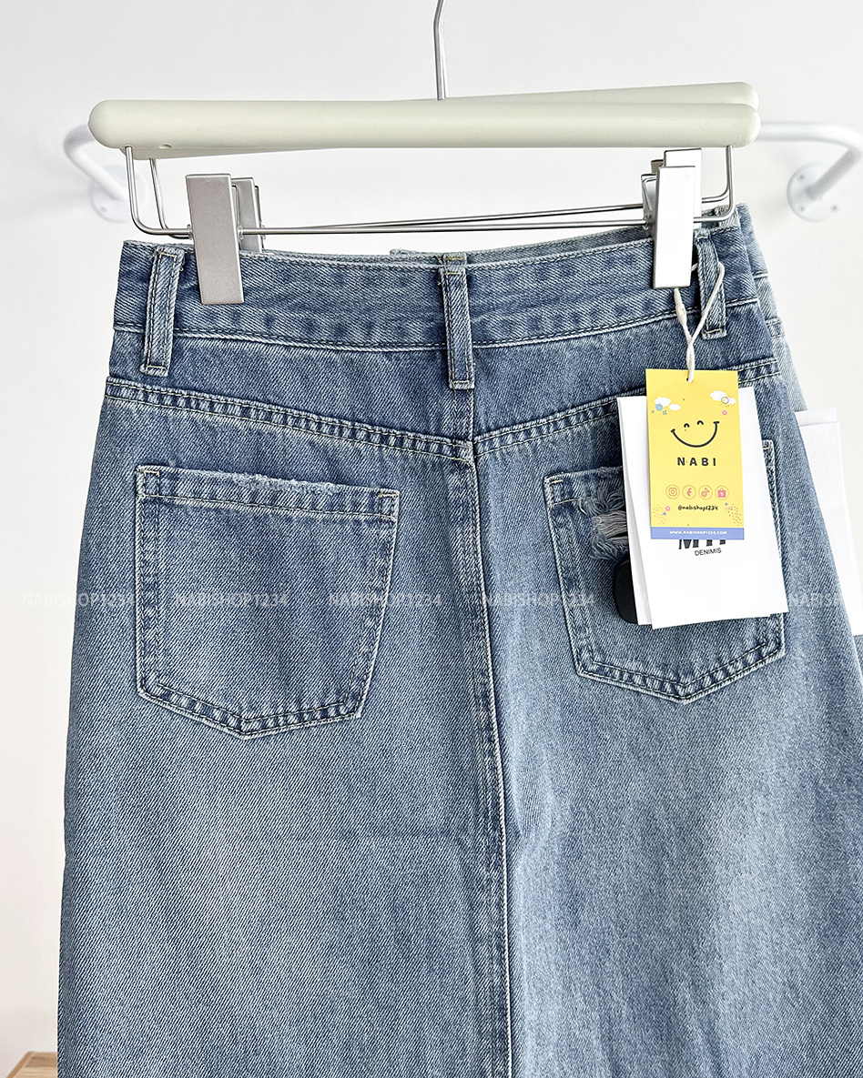 Chân Váy Số 319-B 7112 Dài Jean Túi Rách
