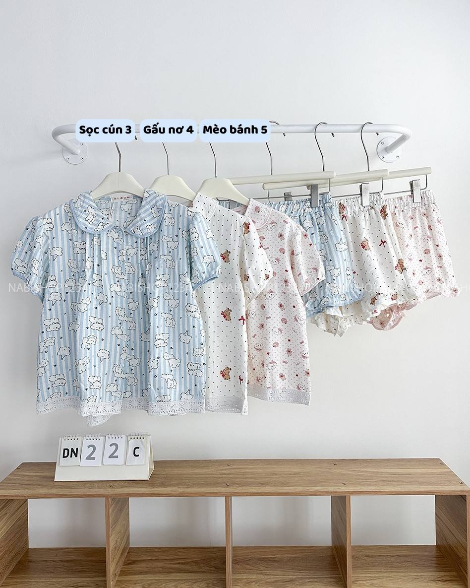 Đồ Ngủ Số 22-C Pijama Đũi Nhăn Ren Hình