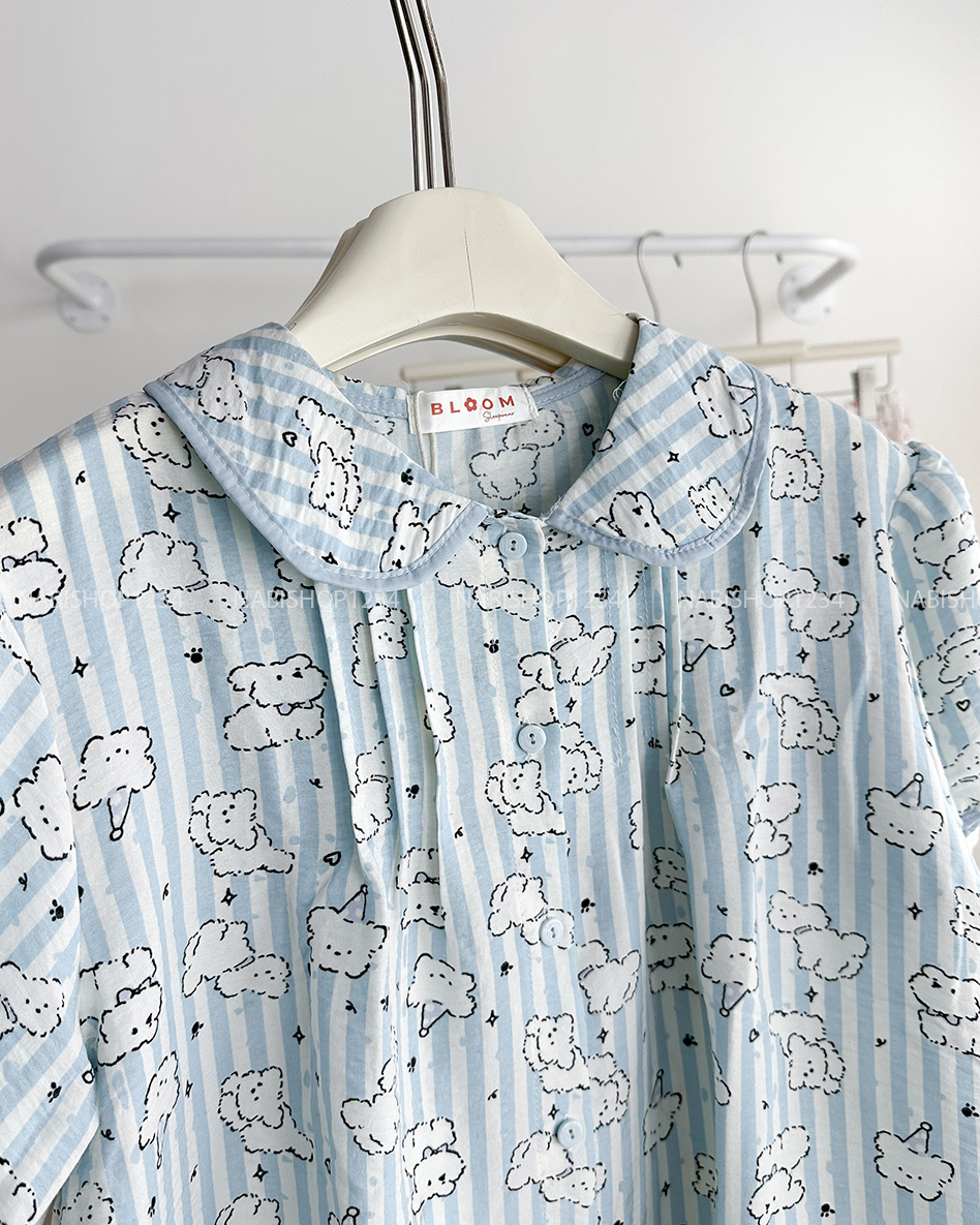 Đồ Ngủ Số 22-C Pijama Đũi Nhăn Ren Hình