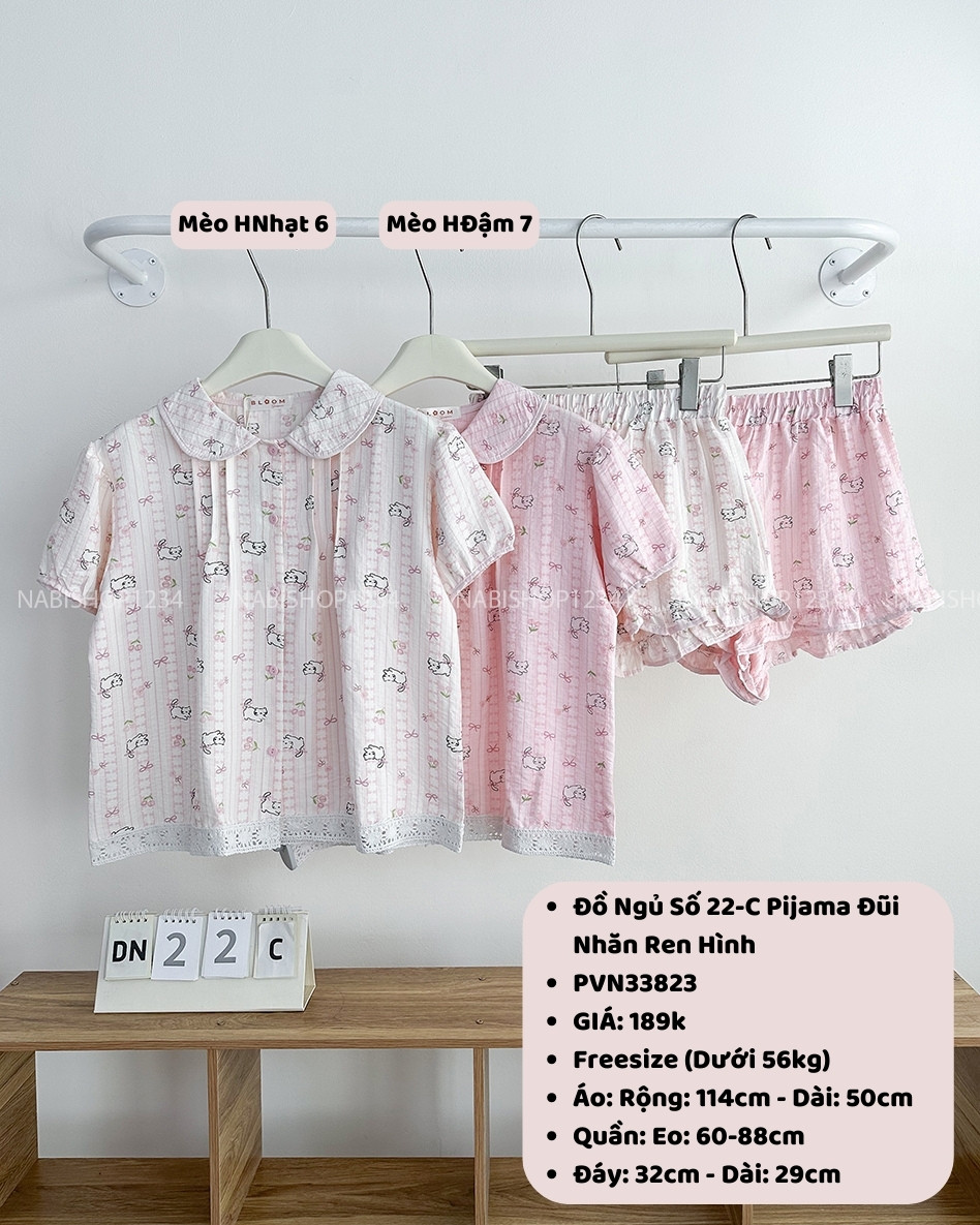 Đồ Ngủ Số 22-C Pijama Đũi Nhăn Ren Hình