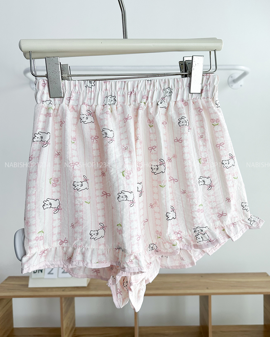 Đồ Ngủ Số 22-C Pijama Đũi Nhăn Ren Hình