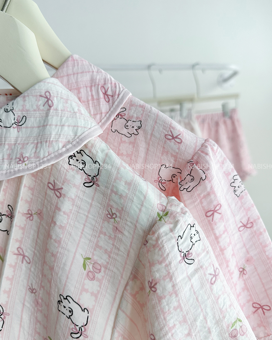 Đồ Ngủ Số 22-C Pijama Đũi Nhăn Ren Hình