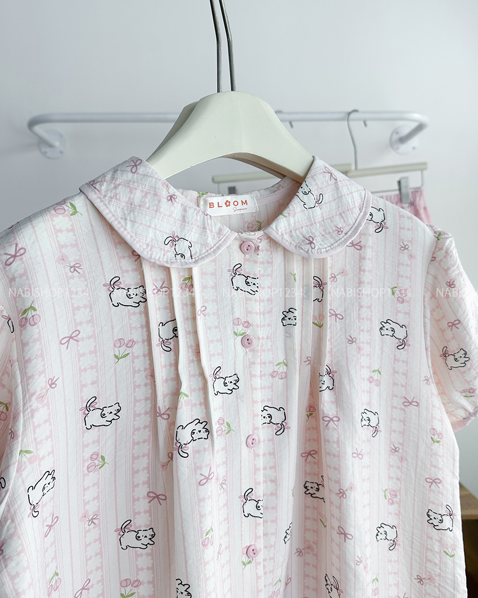 Đồ Ngủ Số 22-C Pijama Đũi Nhăn Ren Hình