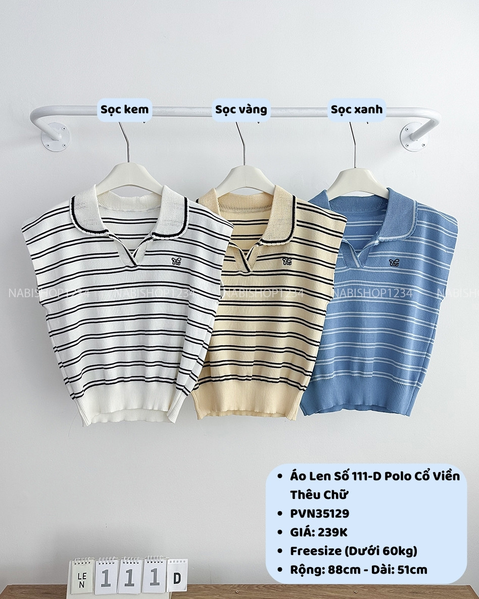 Áo Len Số 111-D Polo Cổ Viền Thêu Chữ