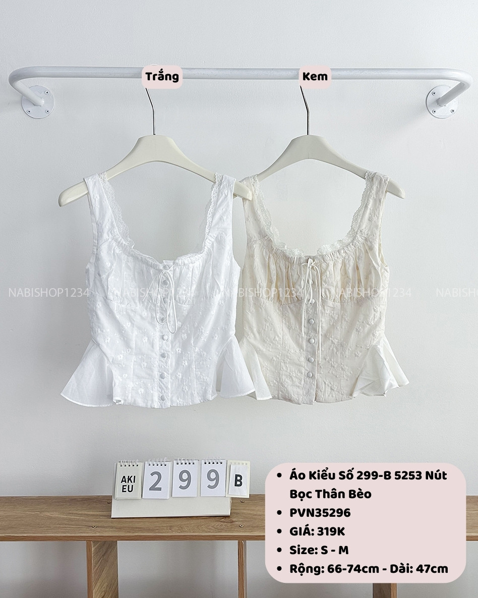 Áo Kiểu Số 299-B 5253 Nút Bọc Thân Bèo