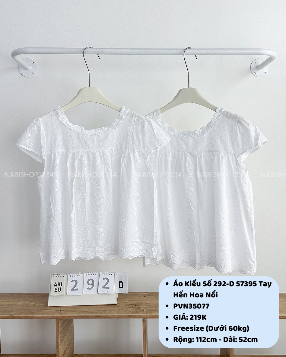 Áo Kiểu Số 292-D 57395 Tay Hến Hoa Nổi