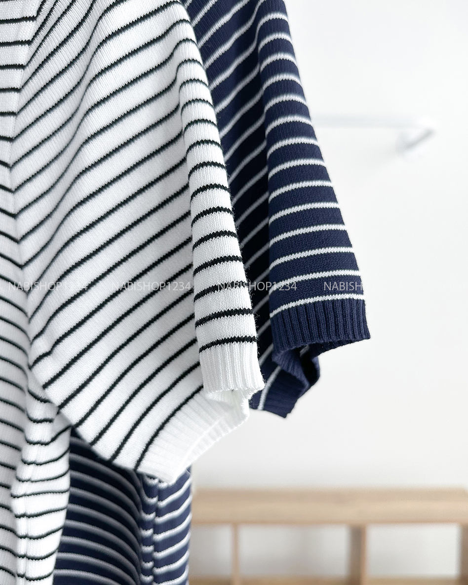 Áo Len Số 114-B Polo Viền Ren Kẻ