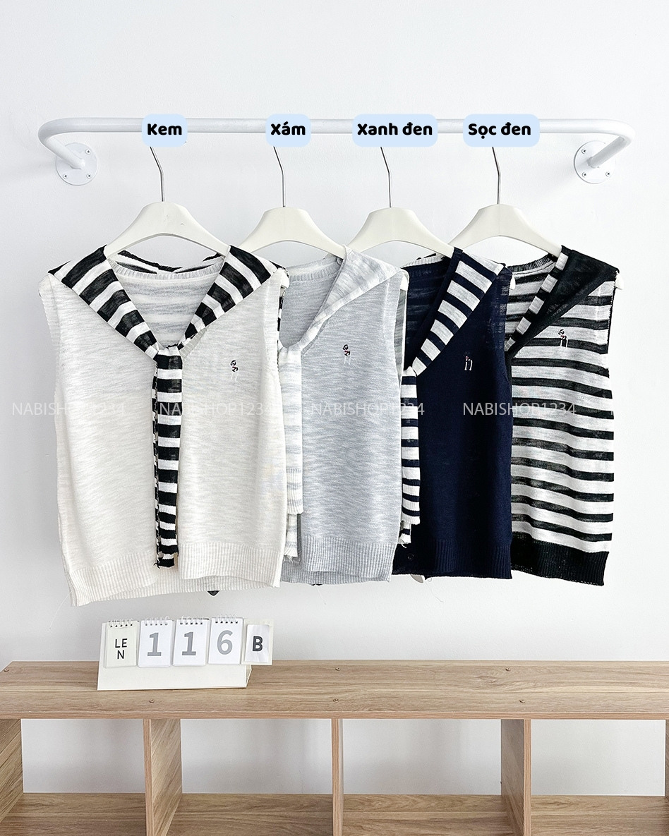 Áo Len Số 116-B Sát Nách Thêu + Khăn