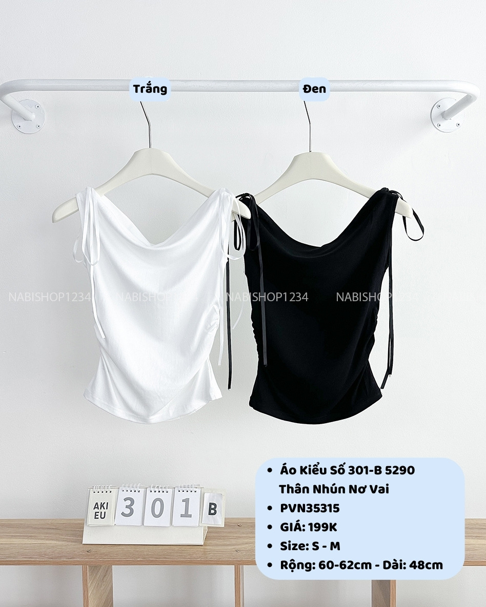 Áo Kiểu Số 301-B 5290 Thân Nhún Nơ Vai
