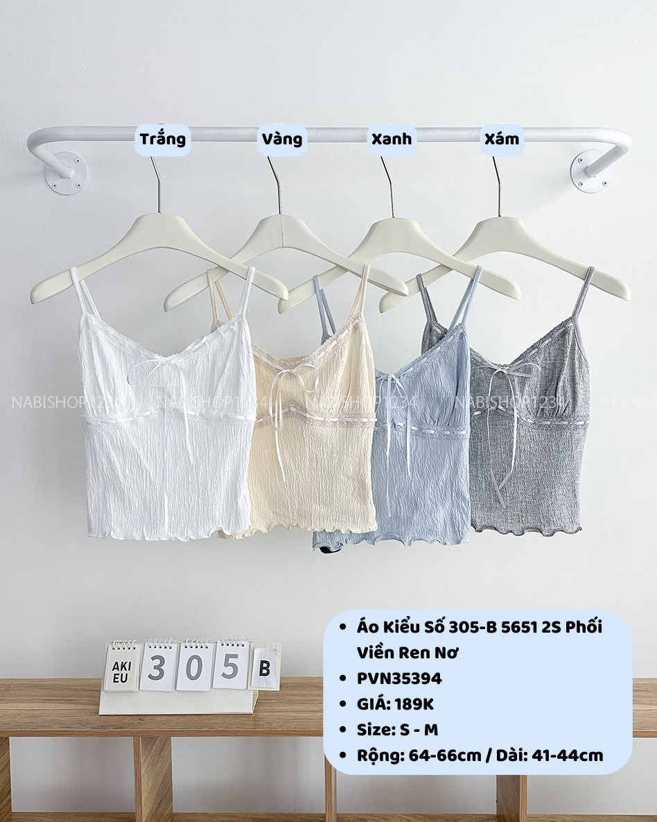 Áo Kiểu Số 305-B 5651 2S Phối Viền Ren Nơ