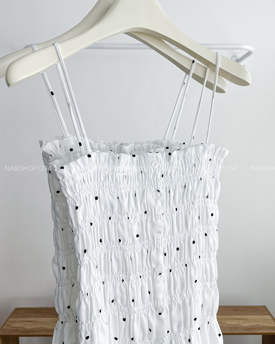 Váy Số 185-B 5978 2 Dây Nhún Chấm Bi