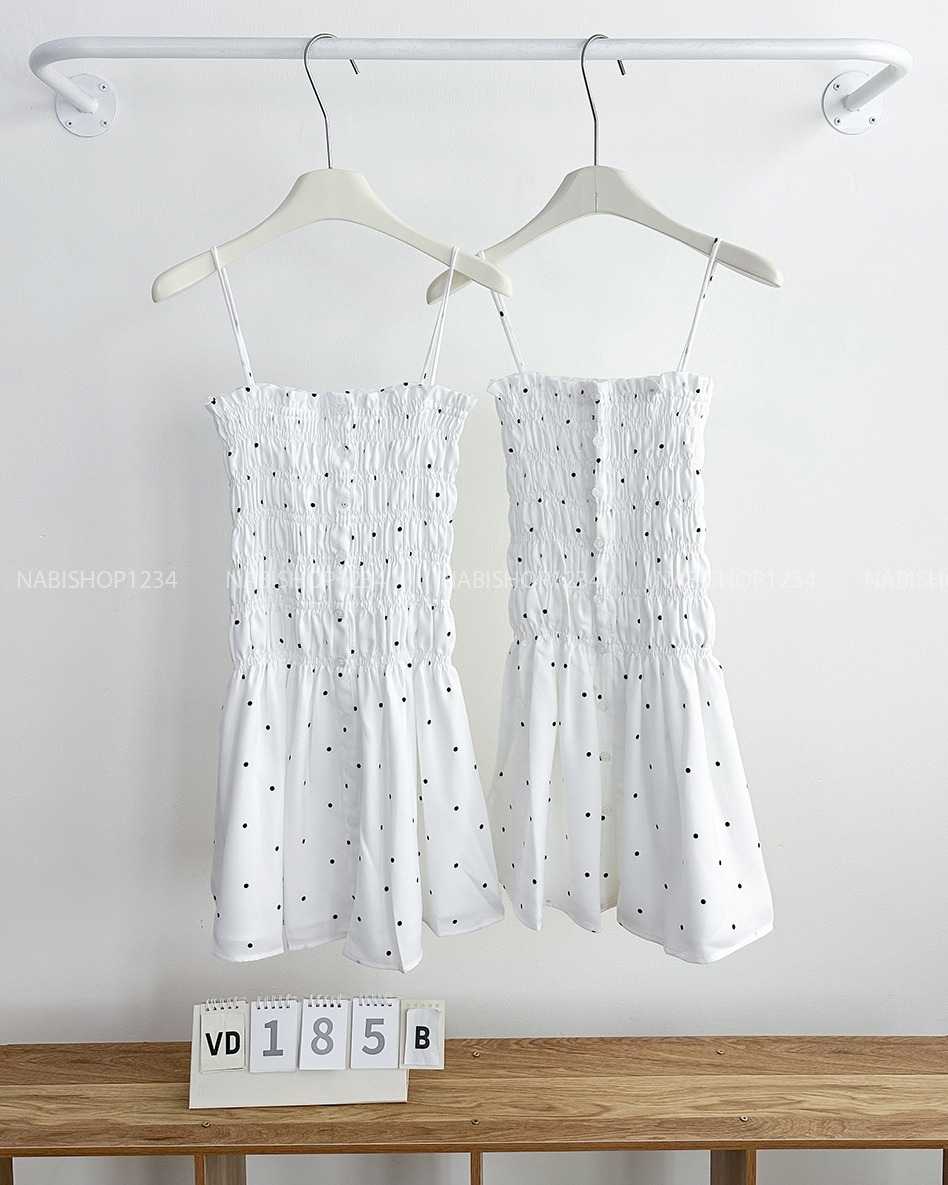 Váy Số 185-B 5978 2 Dây Nhún Chấm Bi