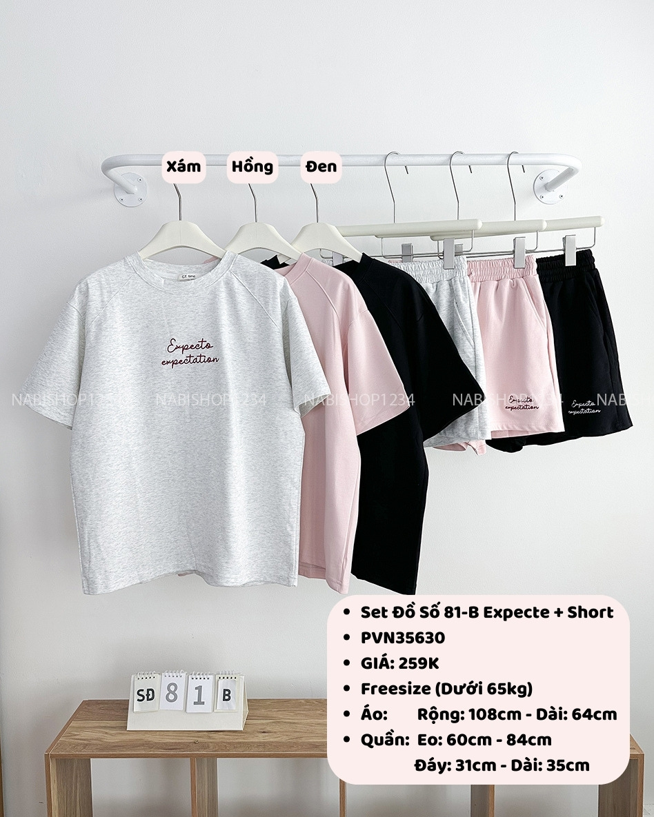 Set Đồ Số 81-B Thêu Chữ Expecte + Short