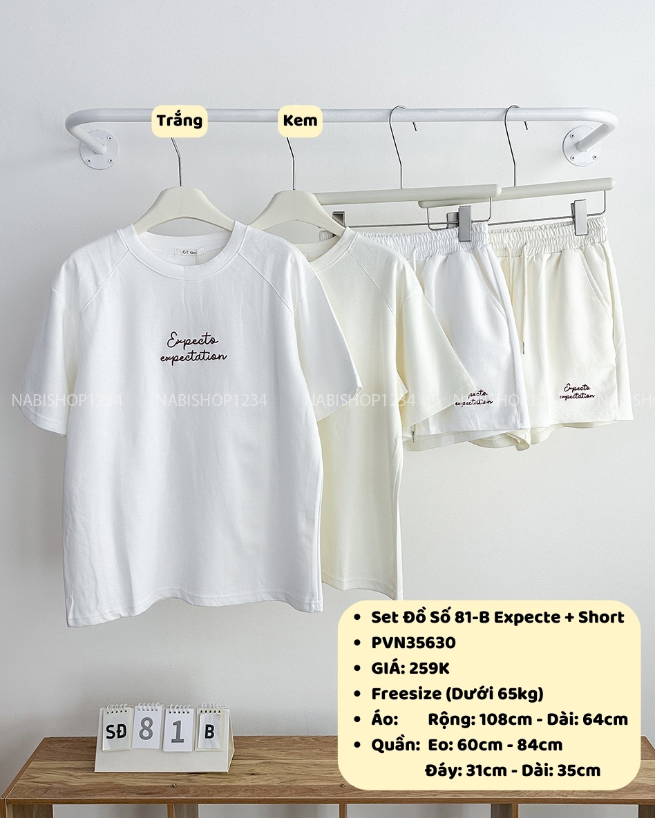 Set Đồ Số 81-B Thêu Chữ Expecte + Short