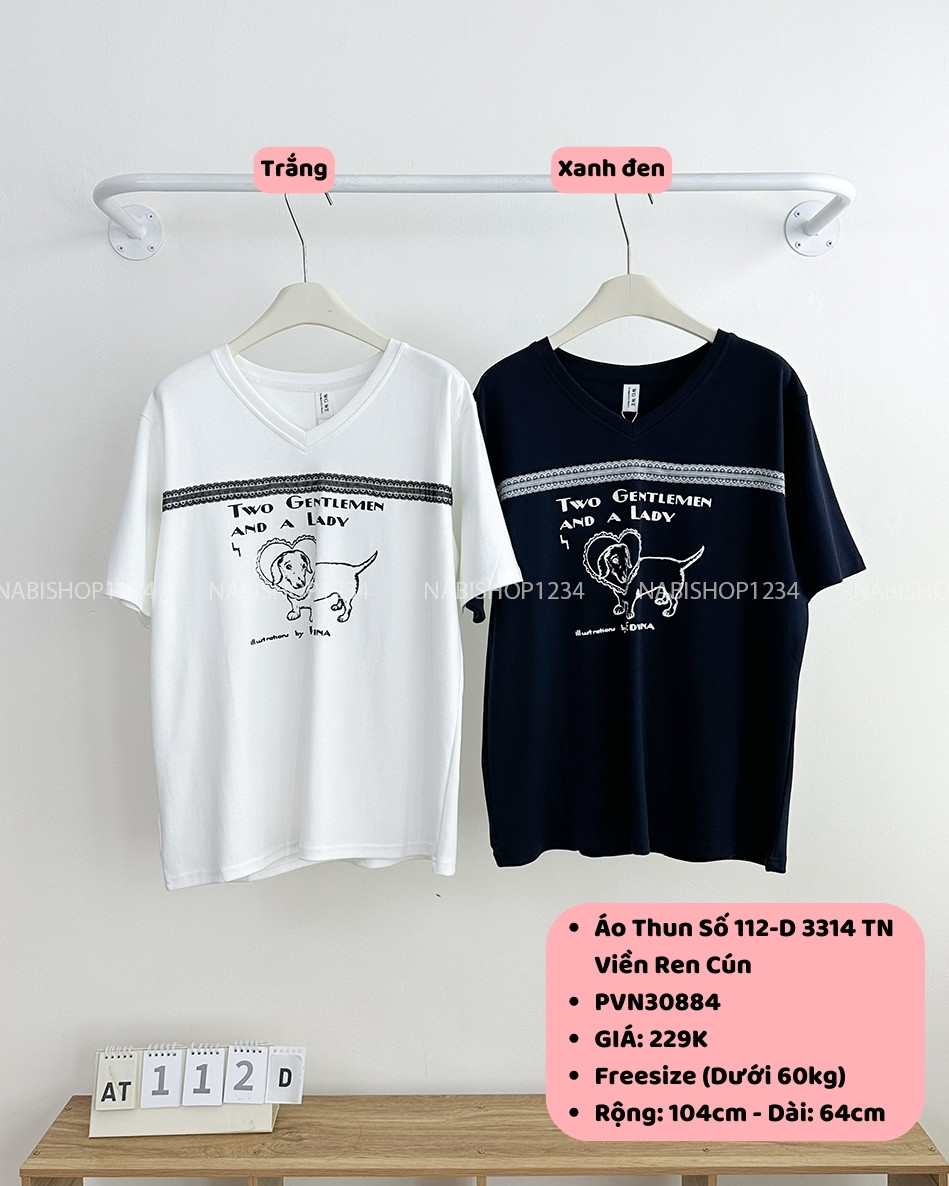 Áo Thun Số 112-D 3314 TN Viền Ren Cún