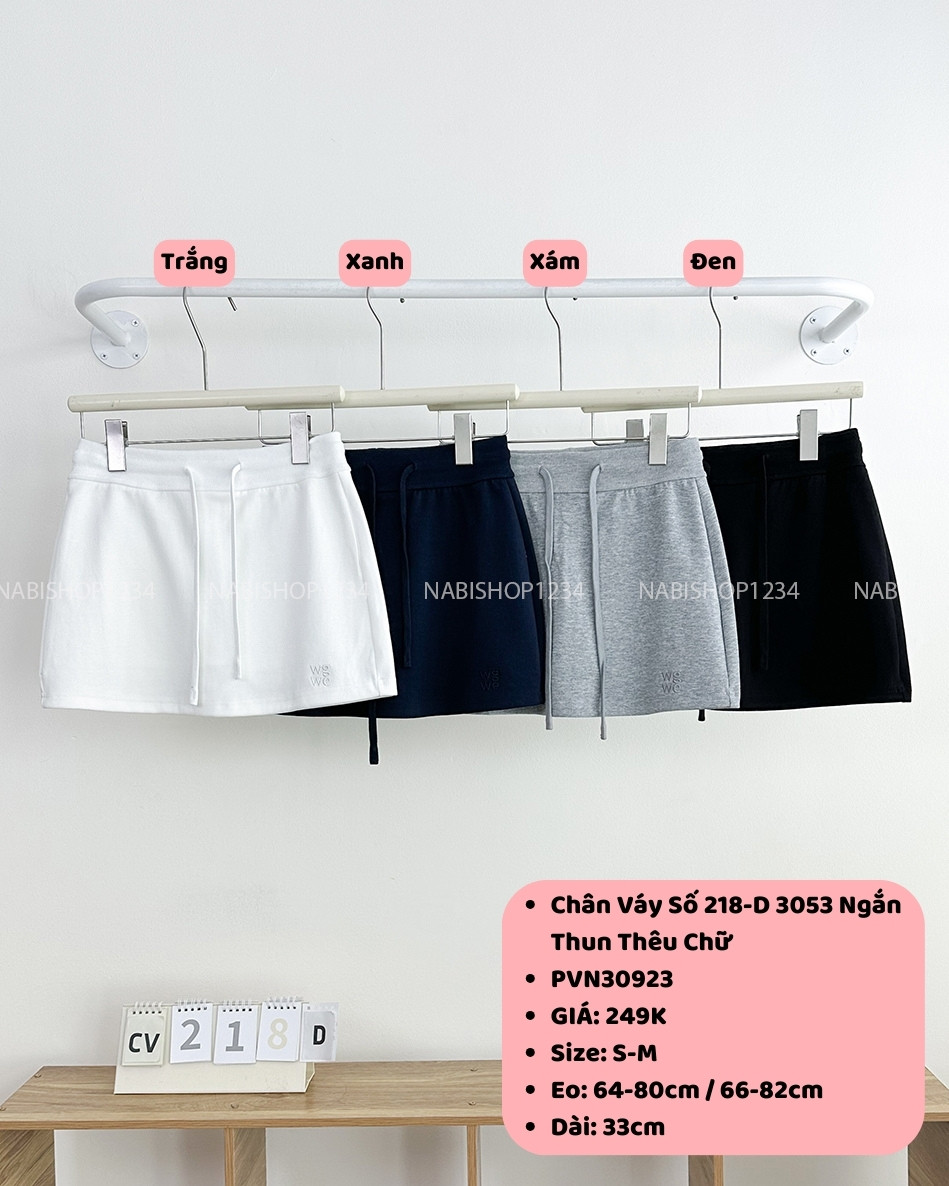 Chân Váy Số 218-D 3053 Ngắn Thun Thêu Chữ