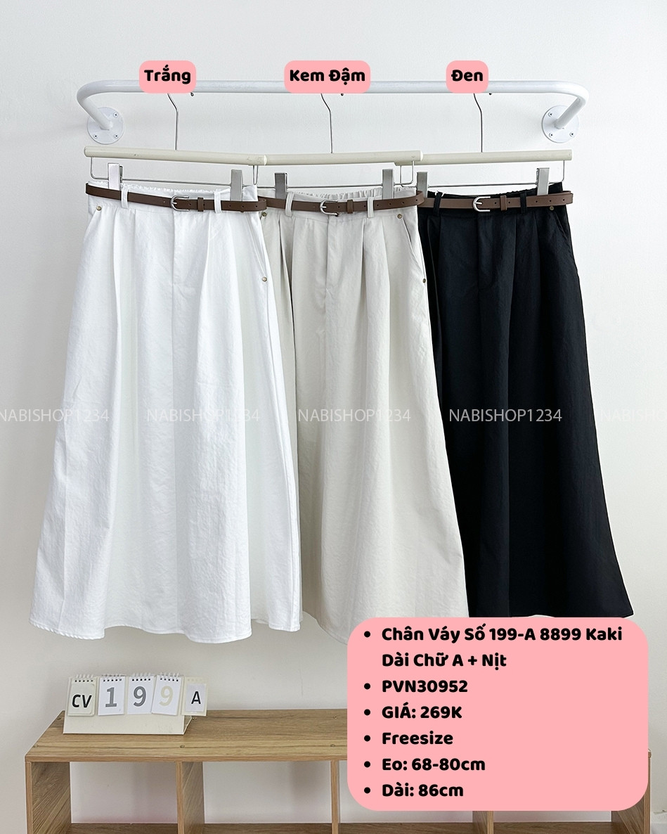 Chân Váy Số 199-A 8899 Kaki Dài Chữ A + Nịt