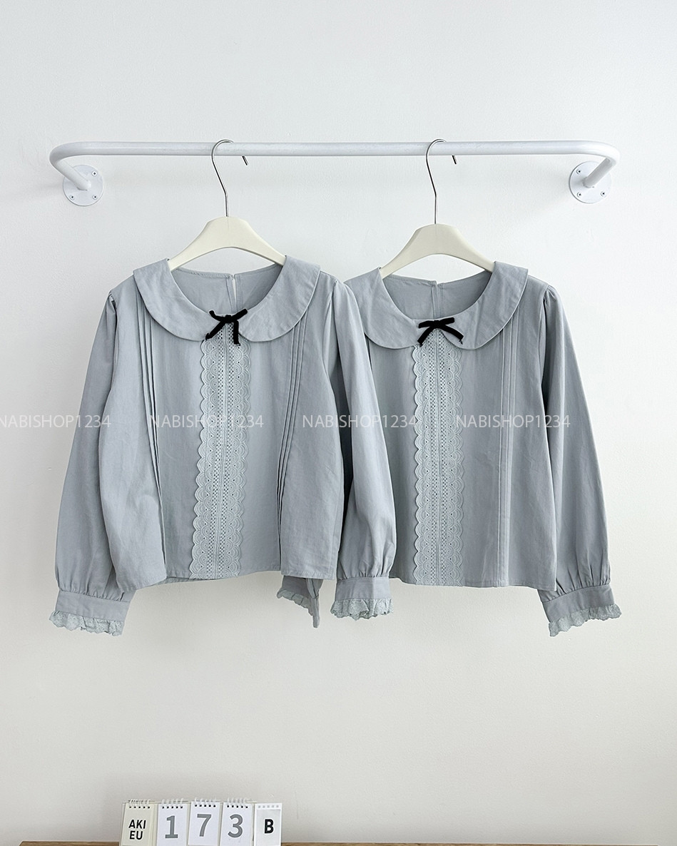 Áo Kiểu Số 173-B 6028 Cổ Sen Nơ Ren