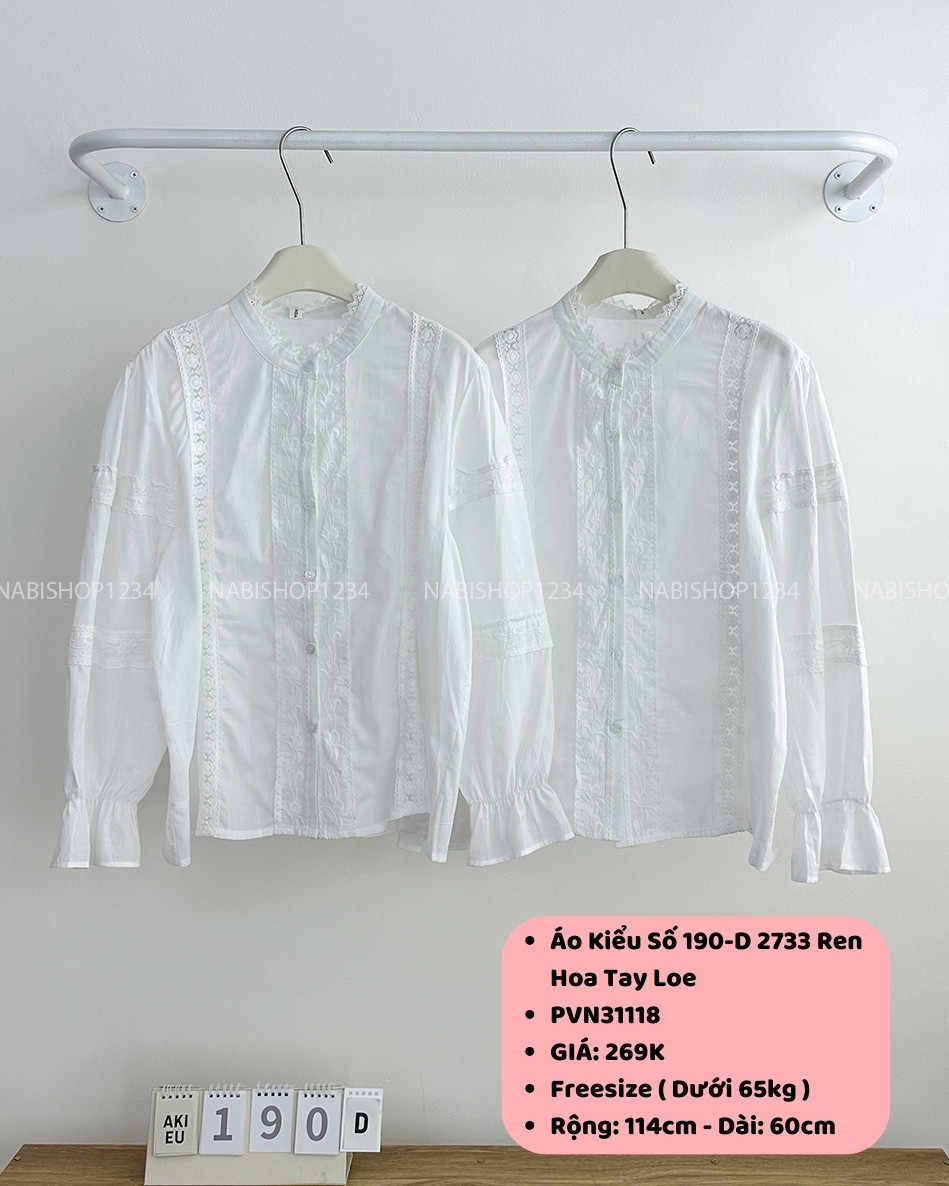 Áo Kiểu Số 190-D 2733 Ren Hoa Tay Loe