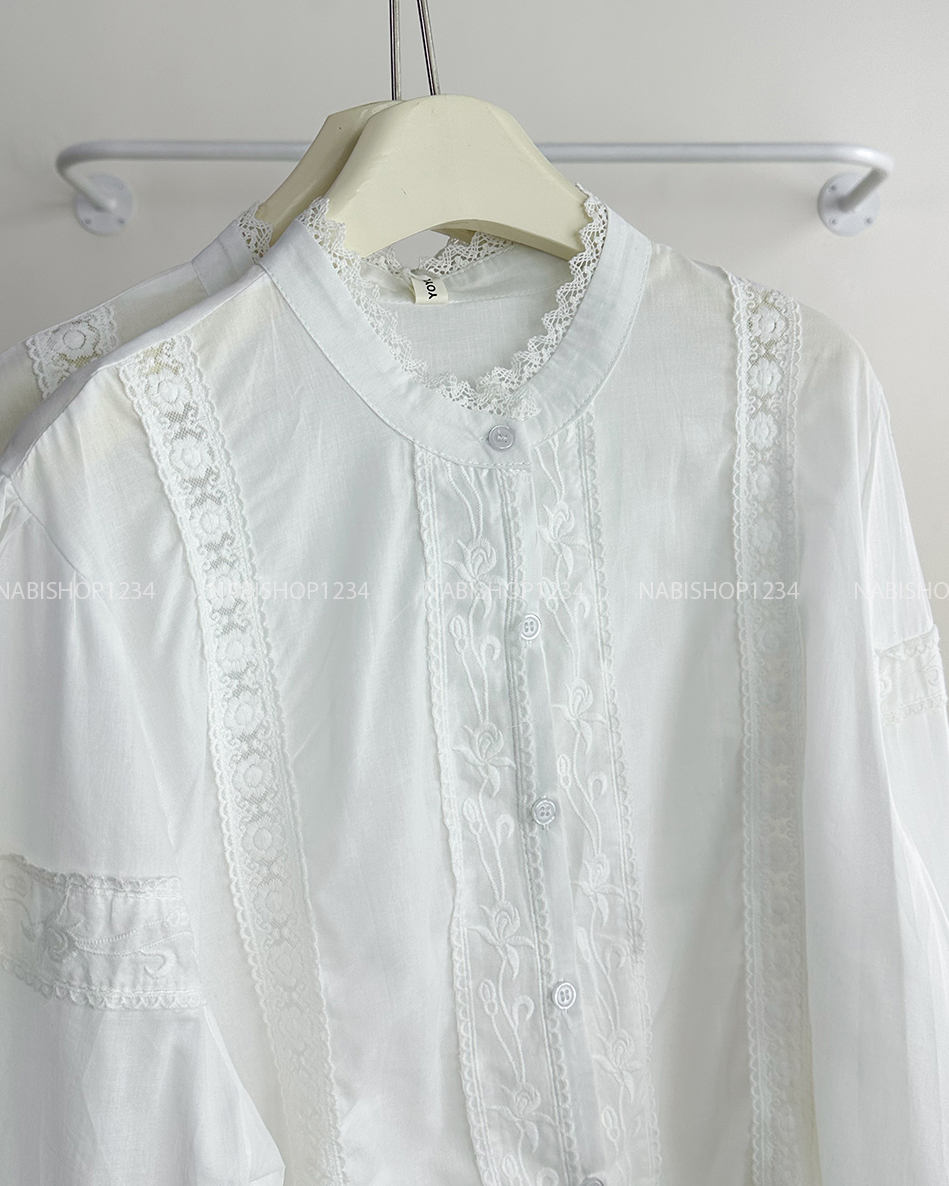 Áo Kiểu Số 190-D 2733 Ren Hoa Tay Loe