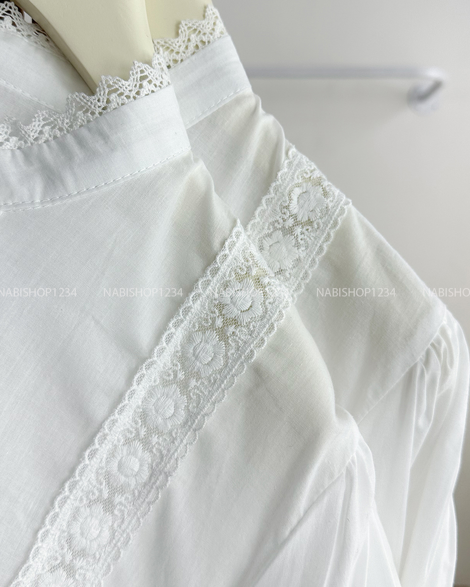 Áo Kiểu Số 190-D 2733 Ren Hoa Tay Loe