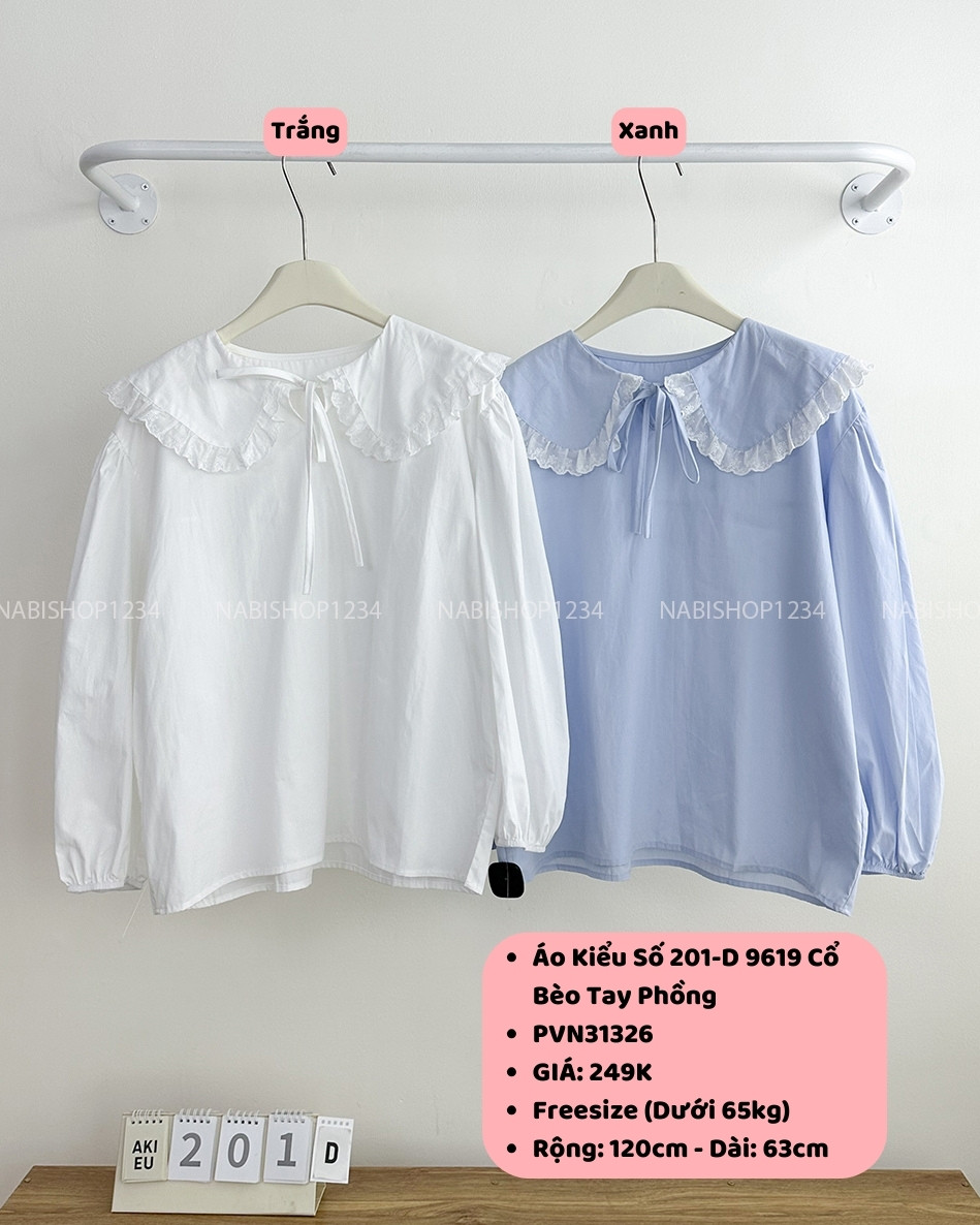 Áo Kiểu Số 201-D 9619 Cổ Bèo Tay Phồng