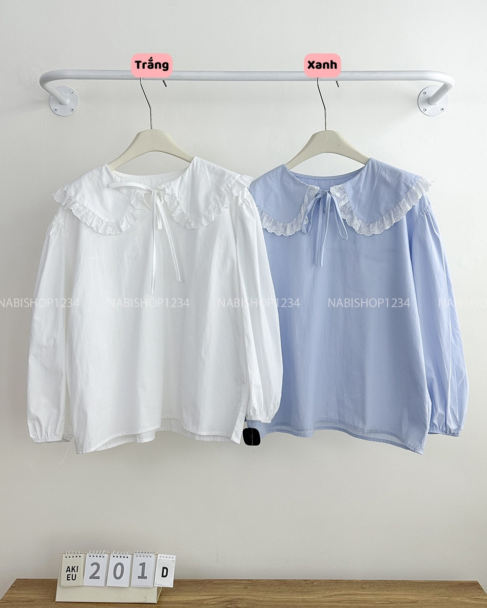 Áo Kiểu Số 201-D 9619 Cổ Bèo Tay Phồng