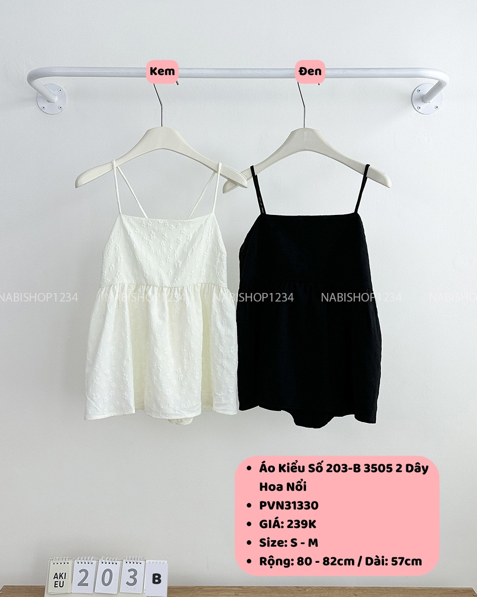 Áo Kiểu Số 203-B 3505 2 Dây Hoa Nổi