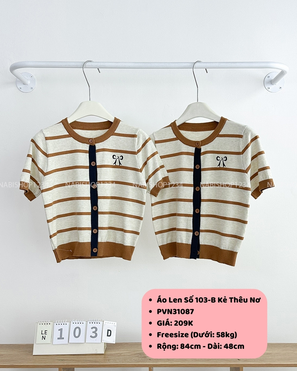 Áo Len Số 103-B Kẻ Thêu Nơ