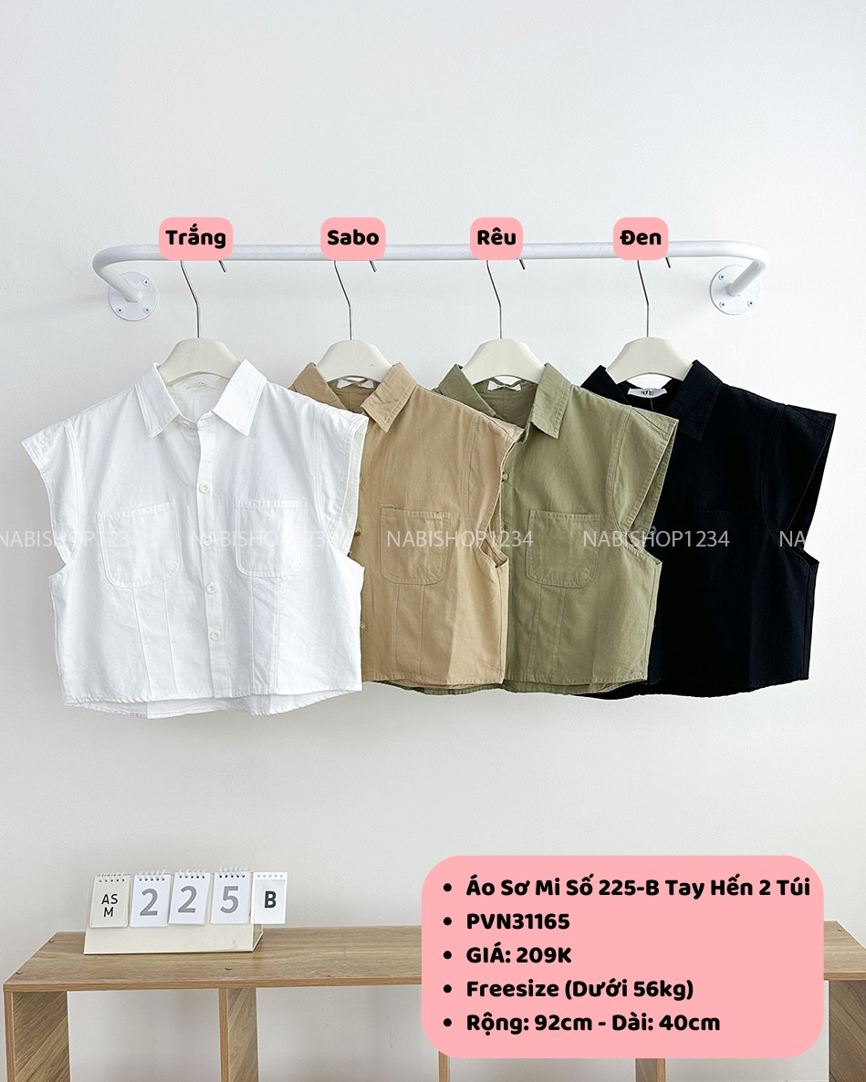 Áo Sơ Mi Số 225-B Tay Hến 2 Túi