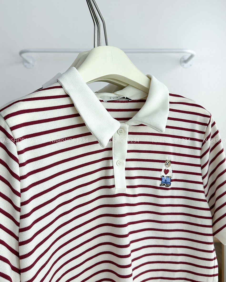Áo Thun Số 119-M 3668 Polo Sọc Thêu Gấu