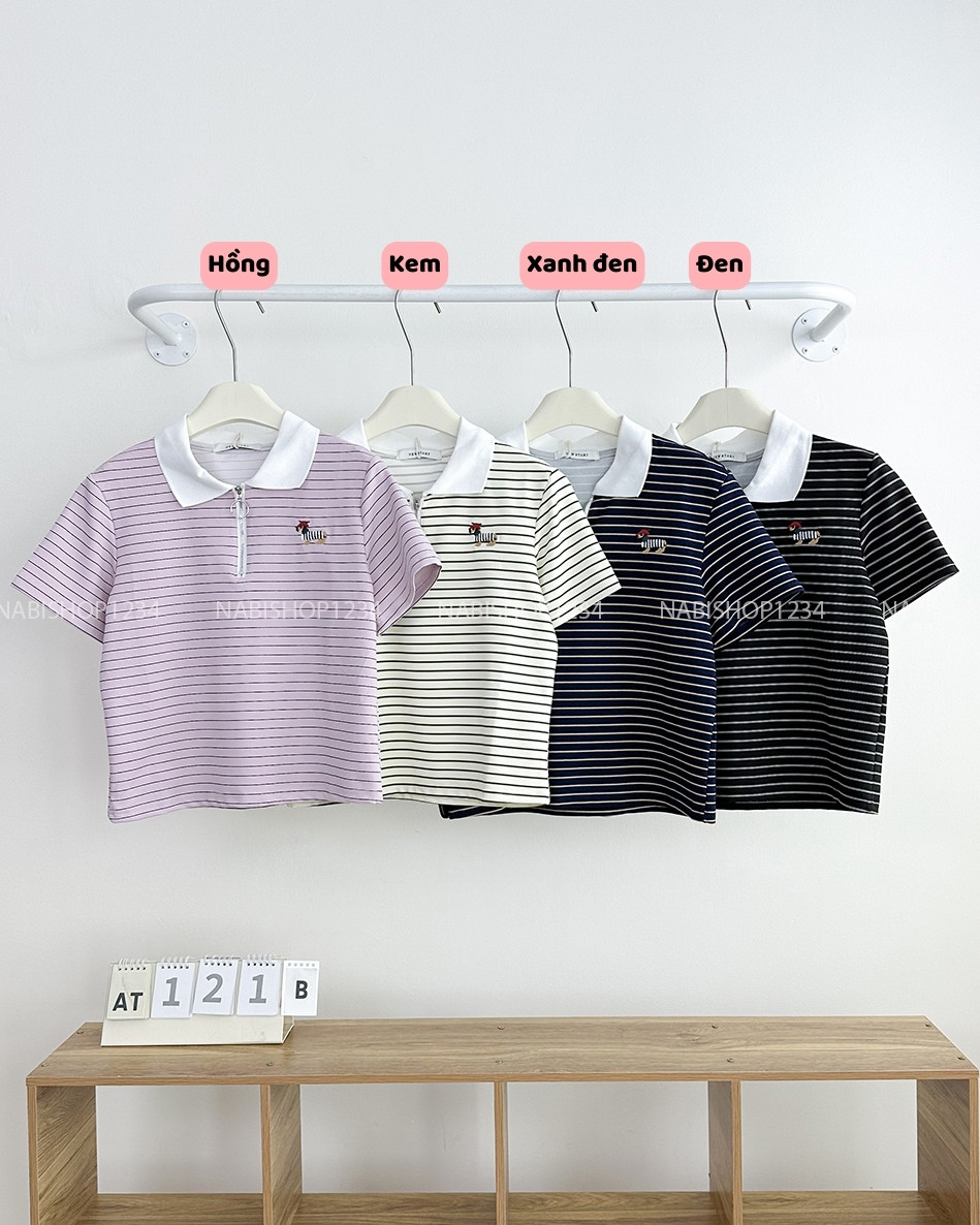 Áo Thun Số 121-B PoLo Sọc Thêu Cún