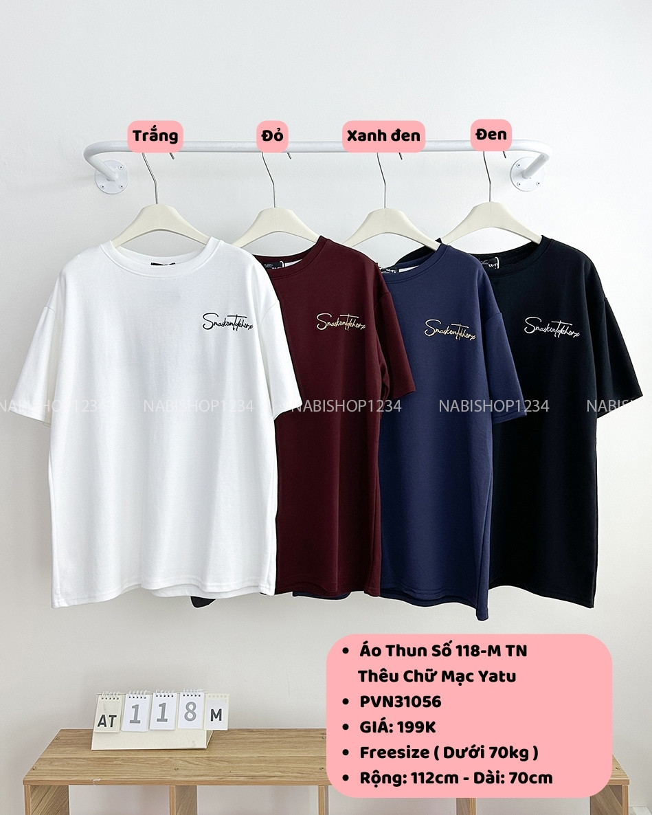 Áo Thun Số 118-M TN Thêu Chữ Mạc Yatu