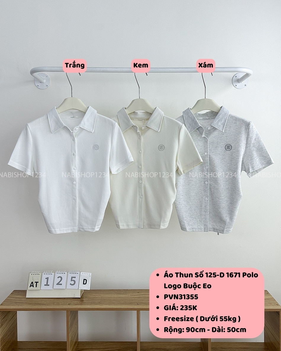 Áo Thun Số 125-D 1671 Polo Logo Buộc Eo