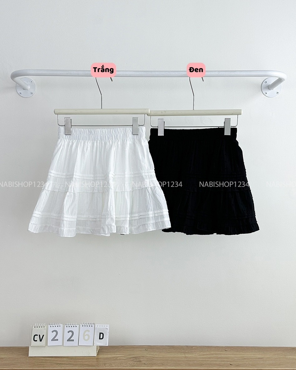 Chân Váy Số 226-D 1208 Ngắn Tầng Vải Nổi