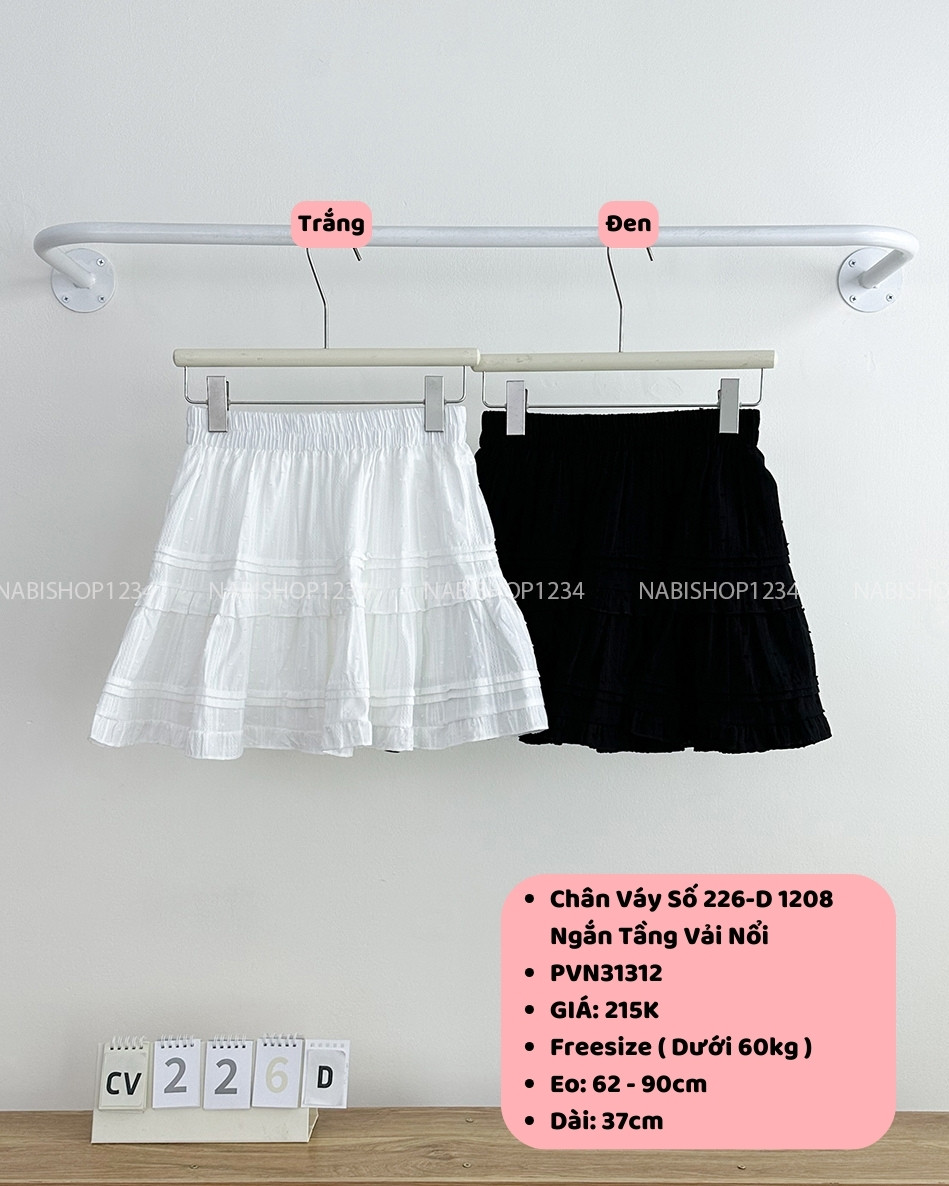 Chân Váy Số 226-D 1208 Ngắn Tầng Vải Nổi