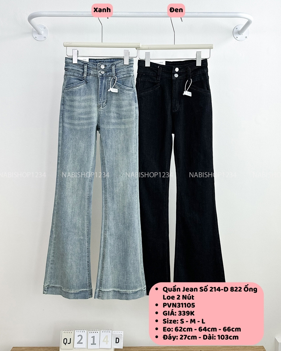 Quần Jean Số 214-D 822 Ống Loe 2 Nút