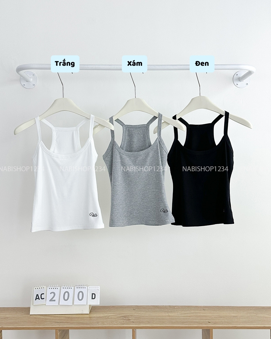 Áo Croptop Số 200-D 1039 2S Lai Thêu Chữ