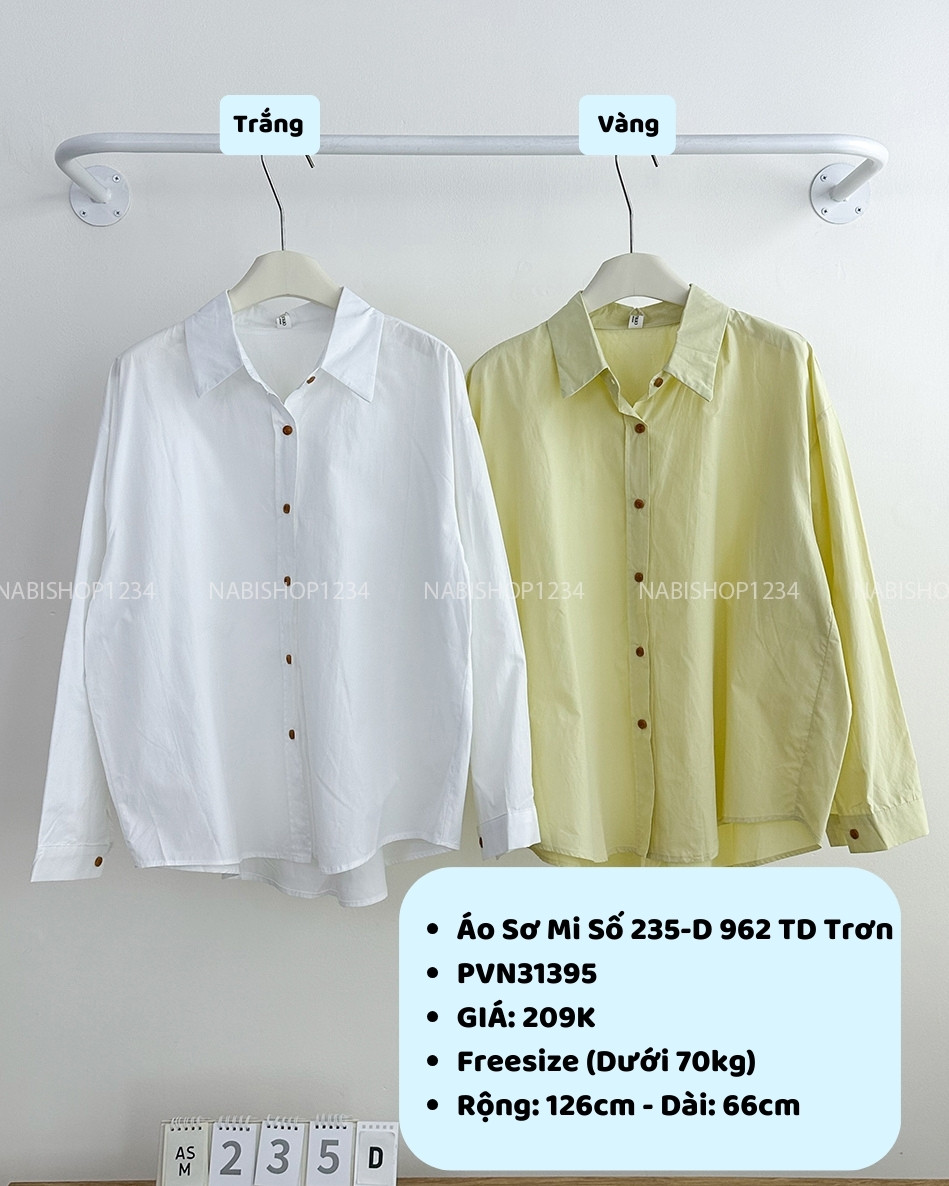 Áo Sơ Mi Số 235-D 962 TD Trơn